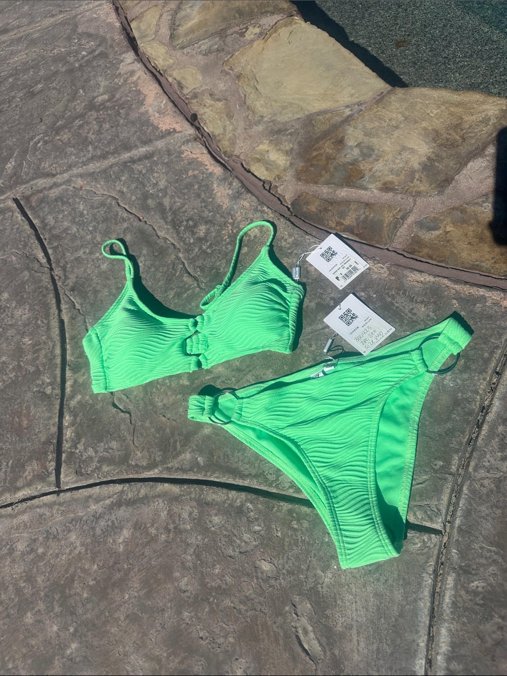 Ingear Neon Green Ribbed Bikini Set